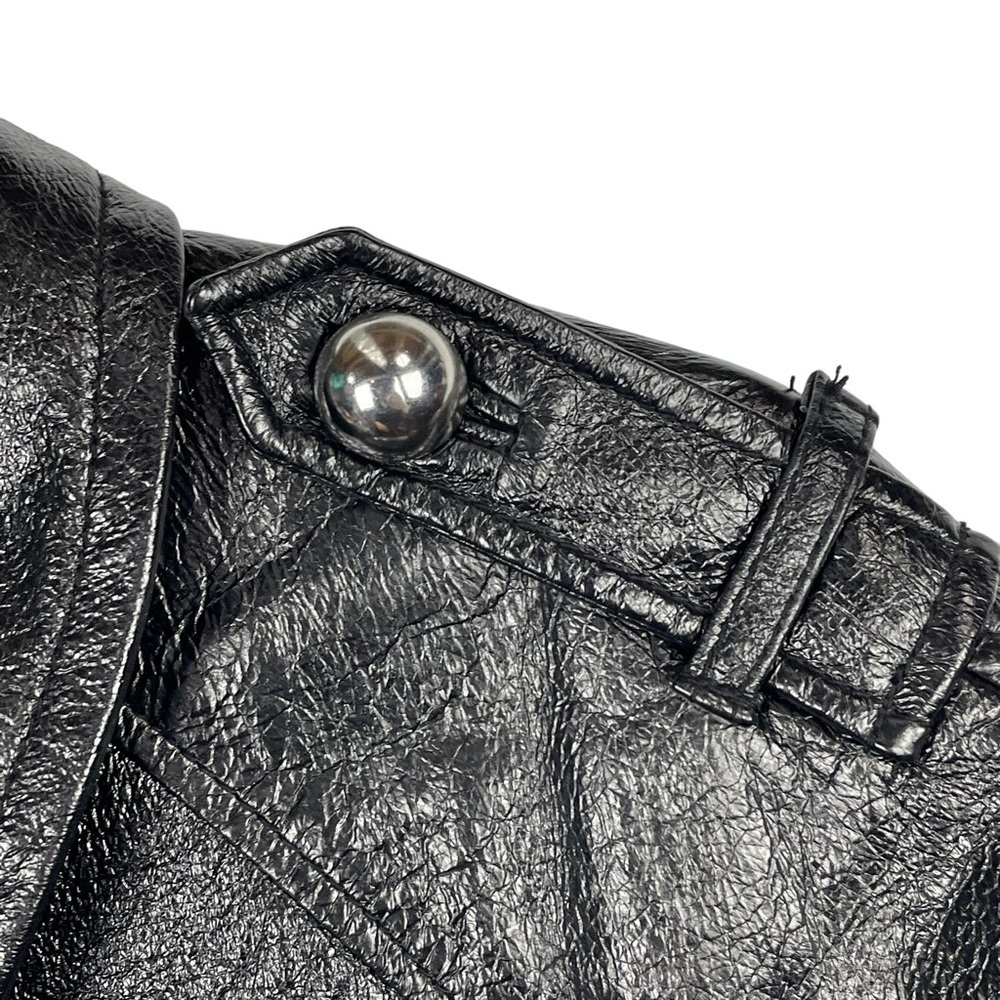 INC INTERNATIONAL CONCEPTS HIGH SHINE LEATHER HALF SLEEVE DOUBLE BREASTED COAT - Picture 10 of 11